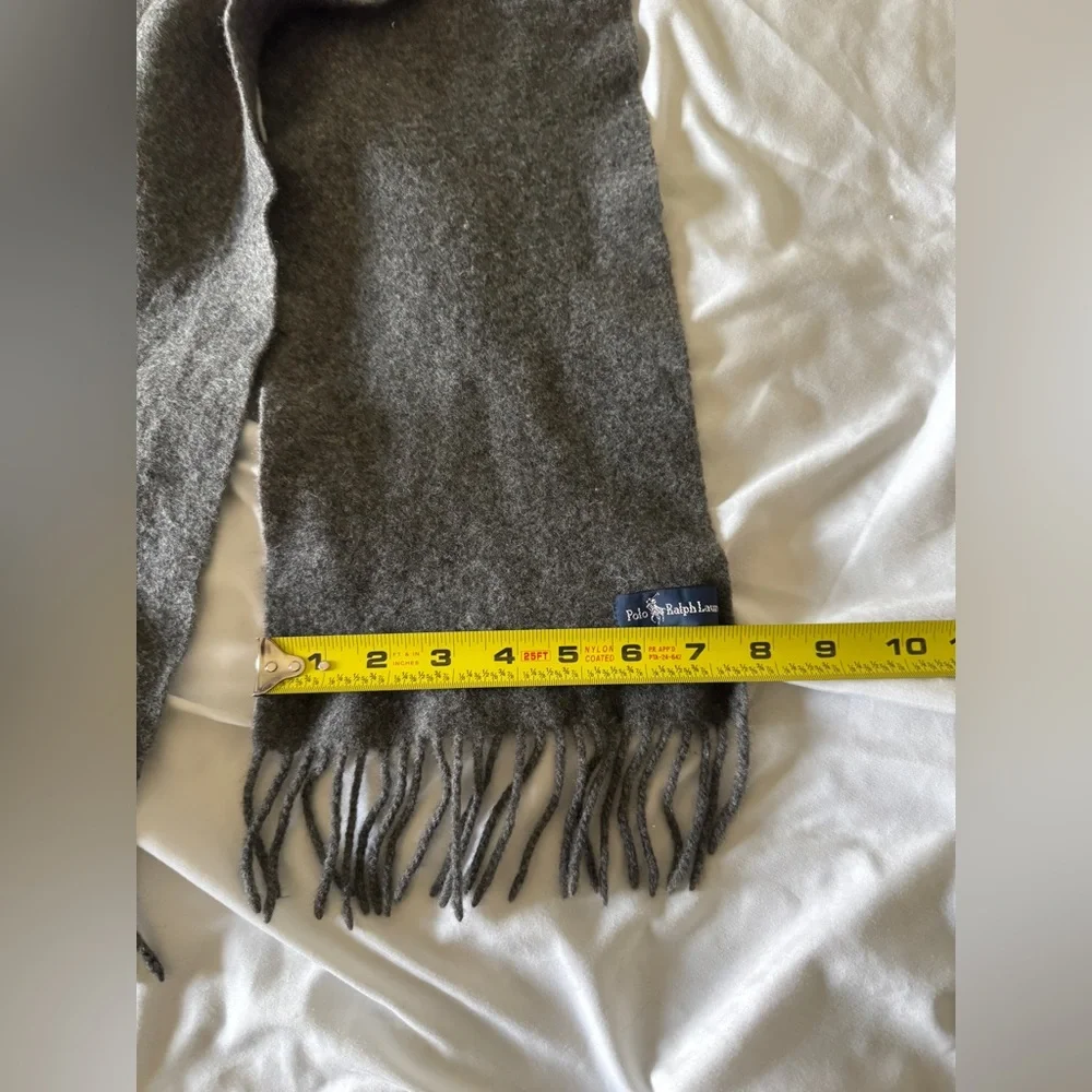 Polo Ralph Lauren 100% Lambswool Scarf - Made in Italy - Grey - Fringe